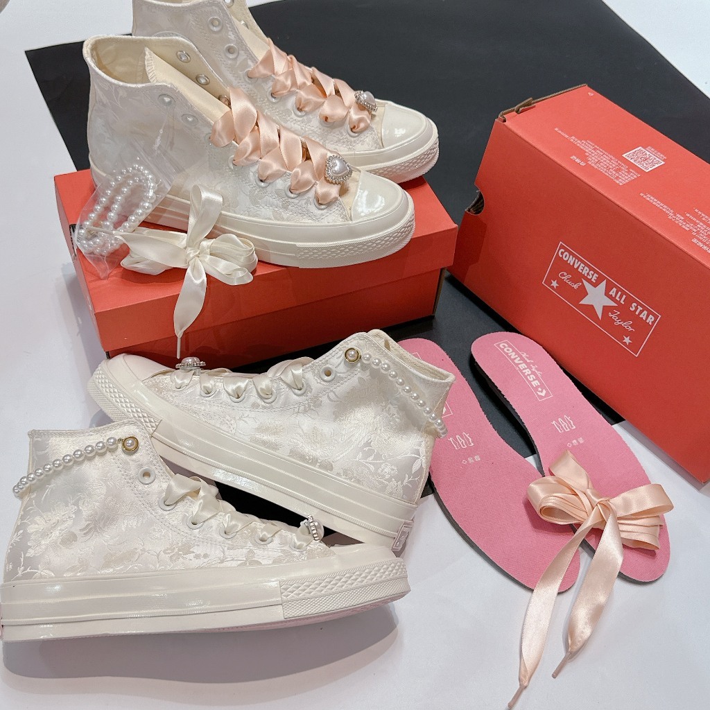 Giày sneaker Converse Wedding Brocade High top white ( Full box)