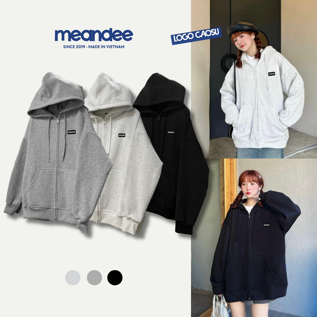Áo Hoodie Zip Nam Nữ Meandee Áo Khoác Nỉ Vải 2 Da, Lót Lông, Bông Dày Giữ Nhiệt form rộng unisex local brand  - KNCS1