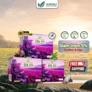  Combo 3 Hộp Trà Tía Tô Cỏ Ngọt Ammu Sáng Da Tốt Cho Người Bị Gút Trà Thảo Mộc Mát Gan Hộp 20 Túi Lọc 