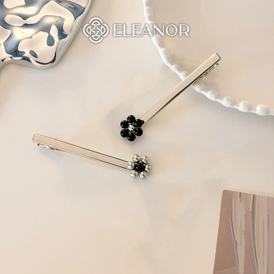 Kẹp tóc nữ Eleanor Accessories phối bi hình hoa viền trơn phụ kiện tóc kẹp tóc basic 10106