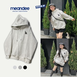 Áo khoác nỉ nam nữ MEANSTORE áo khoác hoodie zip loại nỉ chân cua, bông form rộng vải dày dặn bền bỉ màu đen xám - KNLA1