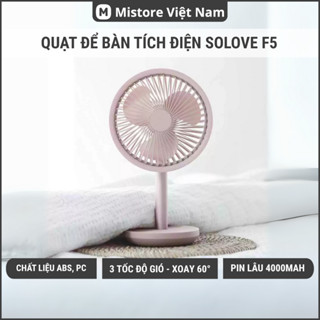 Quạt tích điện XM Solove F5 ,Quạt mini để bàn solove F5 Sạc USB type C, thời lượng dùng lên đến 12h
