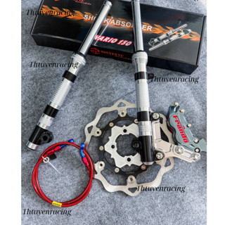  5 món Vario Click đi mâm 4 lỗ _ Phuộc phay + Heo Fando 4pis Xám + Đĩa size 260 267mm + dây dầu morin + Pát Cnc 