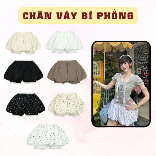 Chân Váy SAIGONESE Quần Dáng Bí Thun Lụa Hoạ Tiết Chấm Bi Phối Ren Form Nữ Thanh Lịch - CV01SP | BigBuy360 - bigbuy360.vn