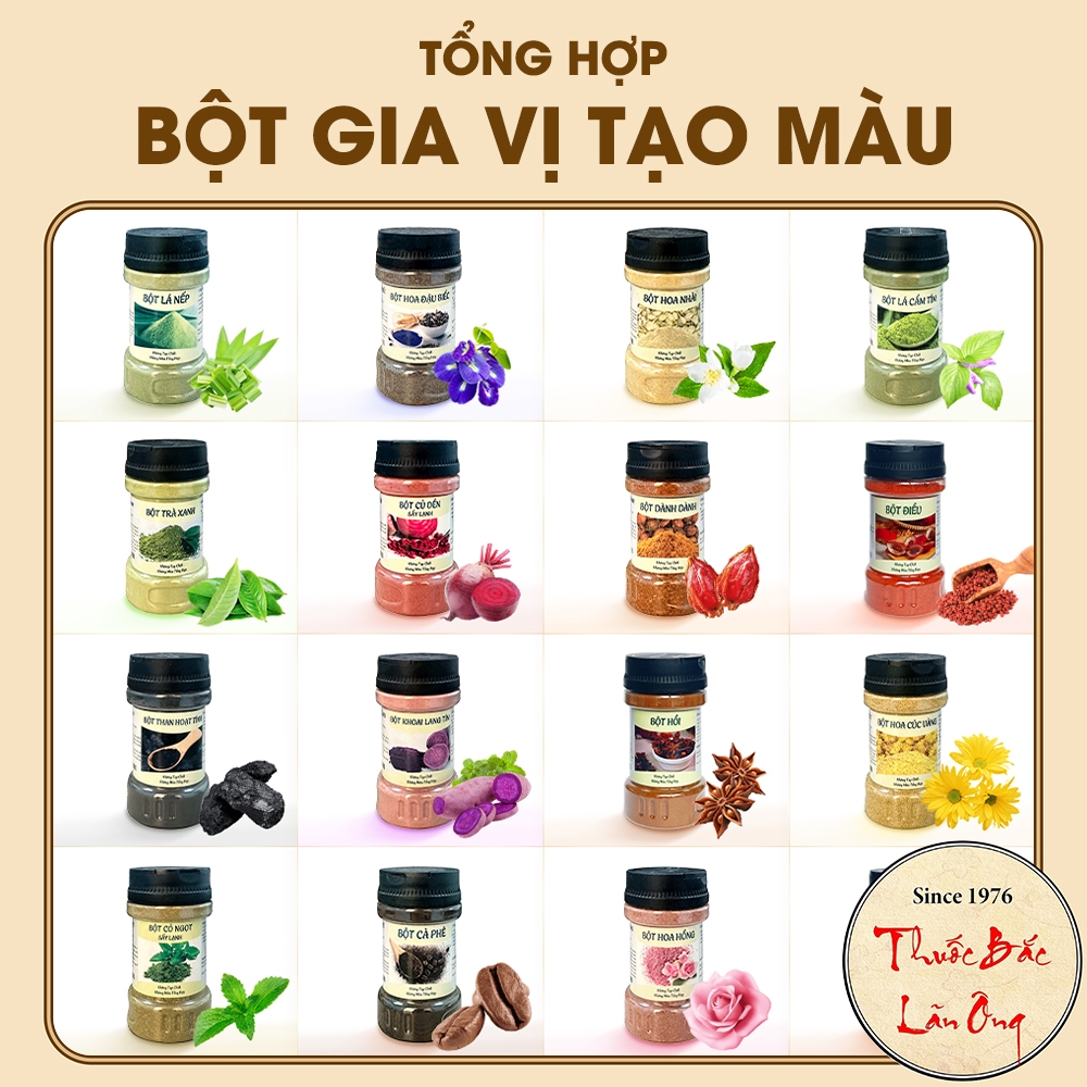 Bột tạo màu thực phẩm, nguyên liệu tạo màu từ rau củ quả 100% organic, dùng nấu xôi, chè, bánh, thạch, mứt, rau câu
