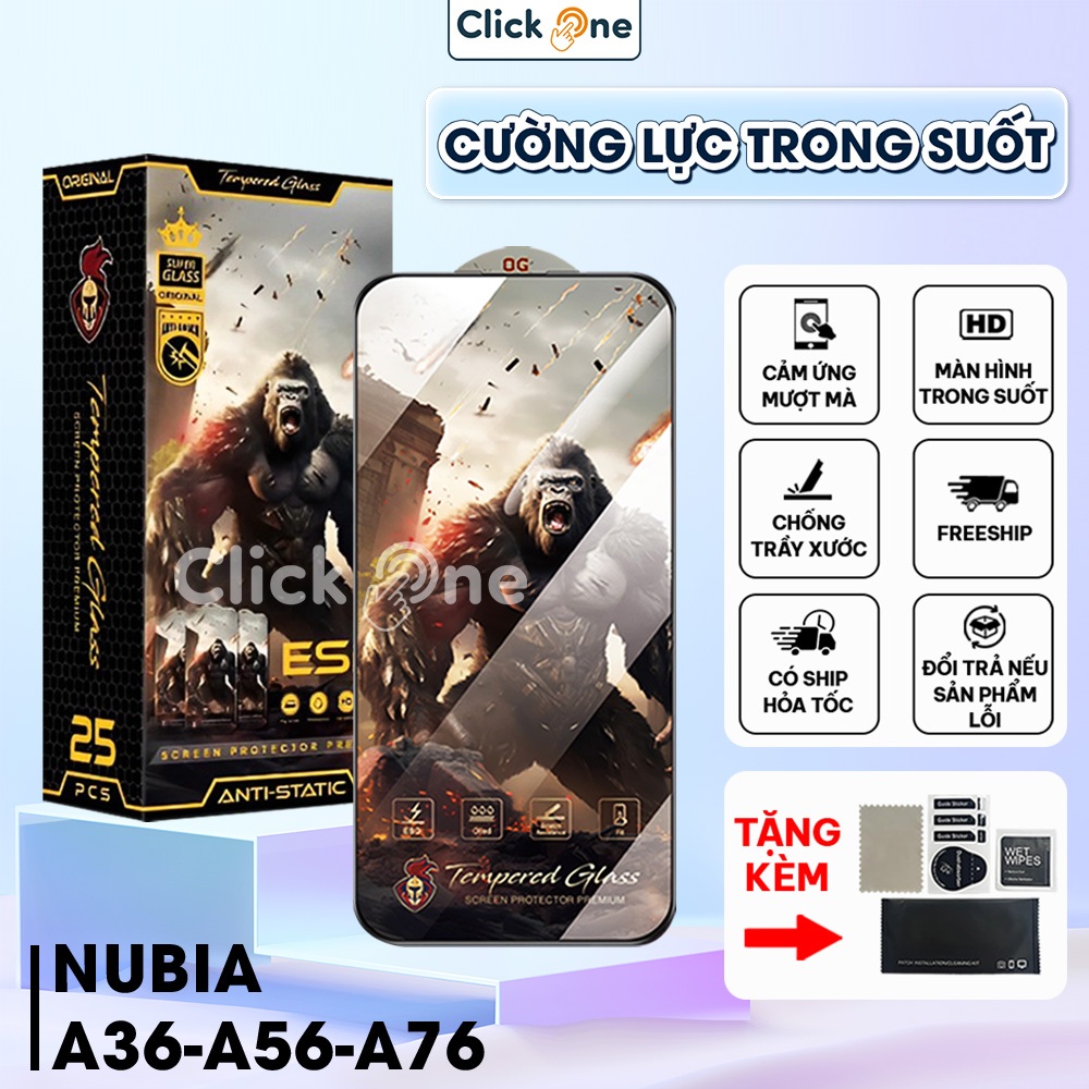 Kính cường lực Nubia A36, A56, A76 trong suốt full màn, chống ánh sáng xanh, bảo vệ mắt | Cường lực 