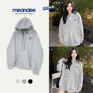 Áo Khoác Hoodie Nam Nữ Meandee Hoodie Zip Nỉ 2 Da, Lót Lông, Bông Dày Form Rộng Màu Đen, Xám Tiêu Local Brand - KNEVSC1