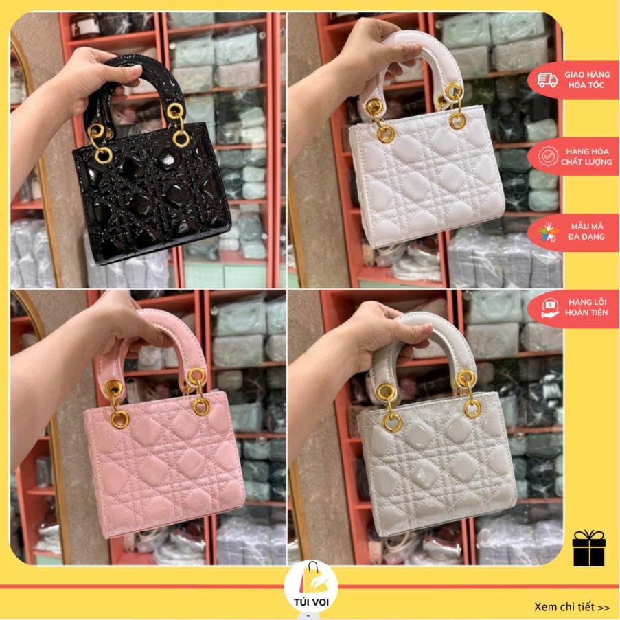 Túi xách nữ hộp vuông DA BÓNG cầm tay đeo chéo sang chảnh hiện đại TẶNG CHARM 3 size CV112  - ẢNH TH