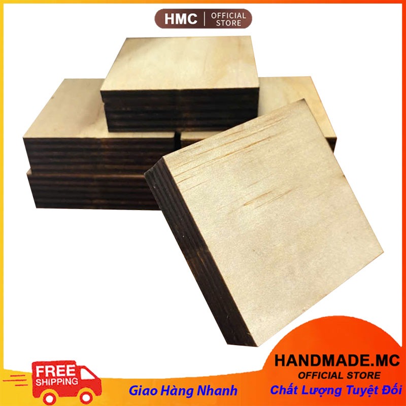 Sỉ 10 Tấm gỗ vuông nhỏ 6x6 cm làm đồ handmade, đế cây thông noel mini