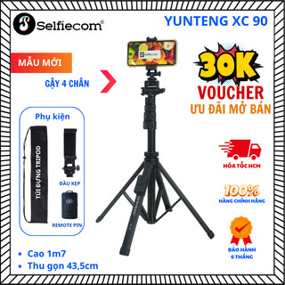  Gậy chụp ảnh 4 chân Yunteng XC-90 – Tripod tích hợp gậy selfie Bluetooth điều khiển từ xa gấp gọn 171cm quay vlog live 