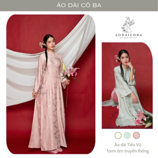  Áo Dài Tiểu Vũ Form Truyền Thống Cách Điệu Tay Loe Dài Kèm Charm Hoa Đá Cao Cấp Phù Hợp Mặc Lễ Dạm Ngõ,.- Áo Dài Cô Ba 