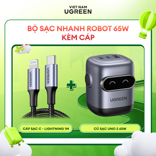 Bộ sạc nhanh Ugreen Robot 30W/65W kèm cáp Lightning dành cho iP8 đến iP14 pro max | Bảo hành 18 tháng 1 đổi 1