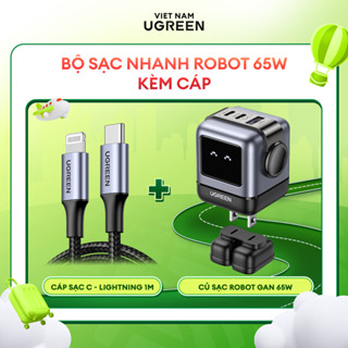 Bộ sạc nhanh Ugreen Robot 30W/65W kèm cáp Lightning dành cho iPhone 8 đến iPhone 14 pro max | Bảo hành 18 Tháng 1 đổi 1