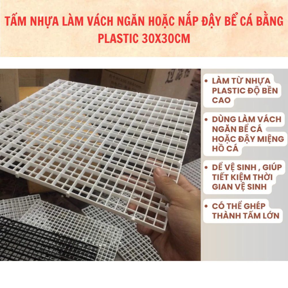 Tấm nhựa làm vách ngăn hoặc nắp đậy bể cá bằng Plastic 30x30cm