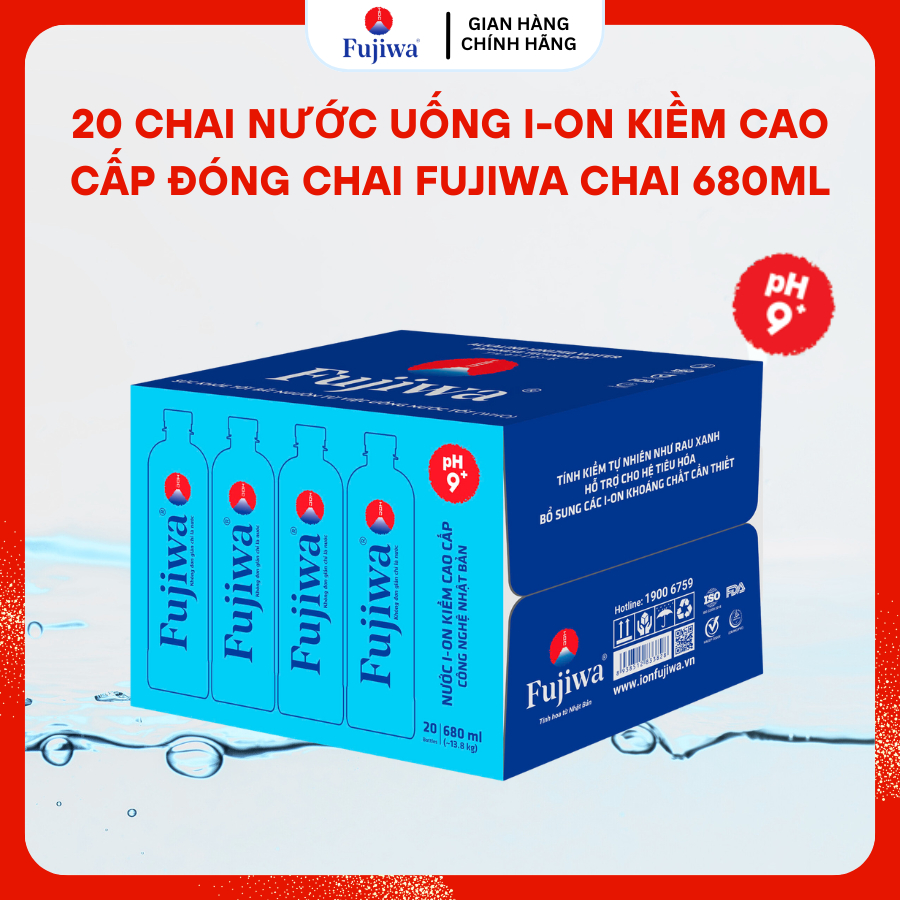 Fujiwa - Thùng 20 Chai Fujiwa 680ml – Nước Ion Kiềm Cao Cấp Detox Chuẩn Công Nghệ Nhật Bản