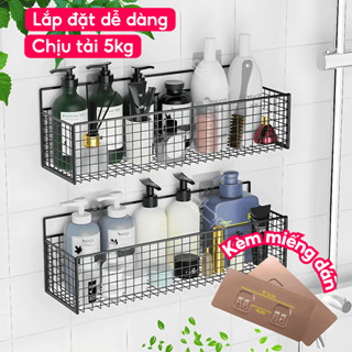  Combo 02 Kệ Chữ Nhật Đựng Đồ Nhà Tắm Nhà Bếp Tặng Kèm Miếng Dán Treo Tường Chịu Lực 5KG 