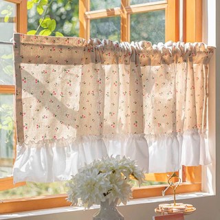   CVL002  Rèm Ngắn Nhà Bếp Cherry Phối Chân Voan Lụa rèm decor cửa ngắn ngăn nửa cửa đi 