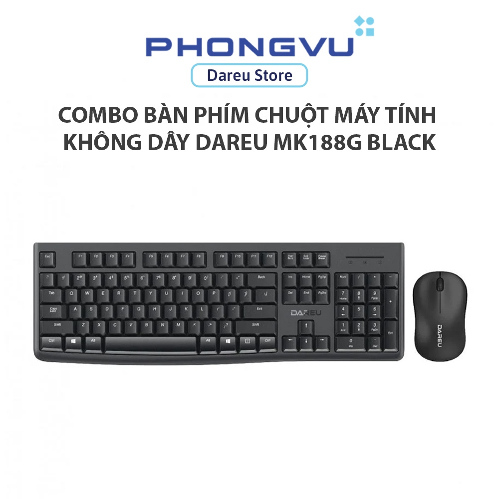 Combo bàn phím chuột máy tính không dây DAREU MK188G Black - Bảo hành 24 tháng