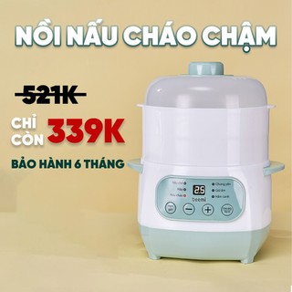 ( KÈM XỬNG HẤP) Nồi Nấu Cháo Chậm Beemi Dung Tích 1L, Nồi Hầm Chậm Cách Thuỷ Nấu Cháo Cho Bé Giữ Trọn Dưỡng Chất