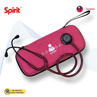 Ống nghe Spirit 2 màng nghe người lớn và trẻ em, 2 chuông nghe, dây đỏ Burgundy, FULL BLACK phiên bản đặc biệt