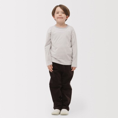 MUJI Áo Thun Cổ Tròn Vải Cotton Dài Tay (Sọc) - Trẻ Em