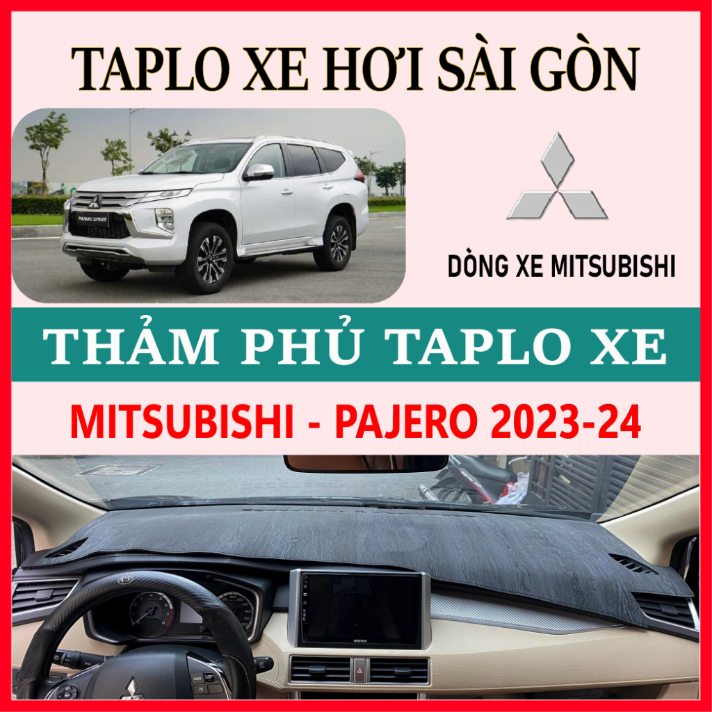 Thảm taplo Mitsubishi Pajero Sport 2021-2025 chất liệu nhung lông cừu, thảm taplo da cao cấp