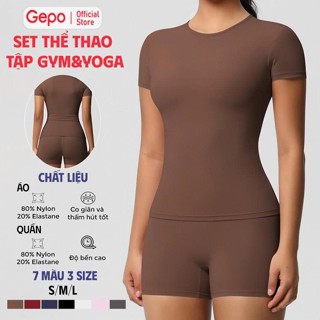 GEPO Bộ đồ tập thể thao nữ tập gym yoga chất LuLu cao cấp 20% elastane mềm mịn mát thoáng khí co giãn 4 chiều GP311 
