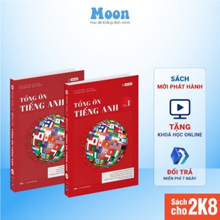 Sách Tổng ôn Tiếng Anh tập 1 & 2 luyện thi tốt nghiệp THPT , ôn thi đgnl - Moonbook