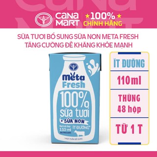 Thùng 48 hộp sữa tươi Nutricare Meta Fresh Ít Đường sữa non tăng cường miễn dịch (110ml)
