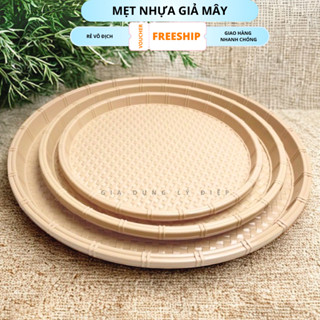 Mẹt nhựa tròn giả mây tre,Dĩa nhựa đựng bún đậu,đồ ăn vặt,mâm tròn trang trí đủ size