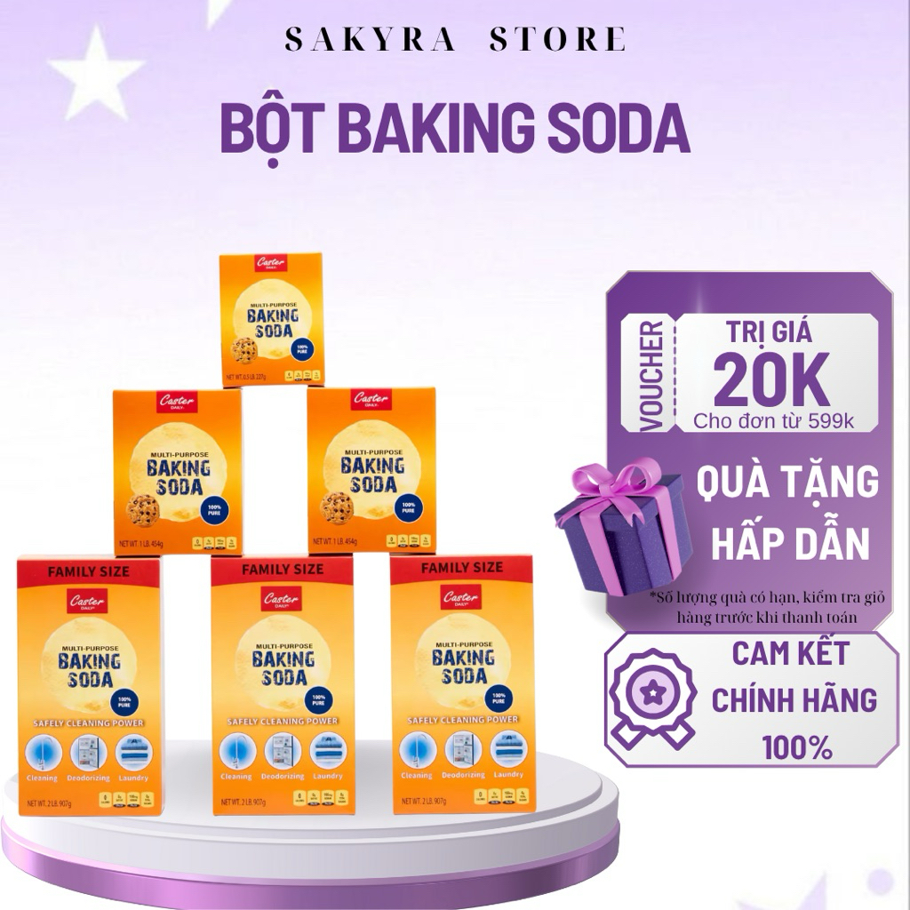 Bột Baking Soda đa công dụng Caster Daily, Arm & Hammer 227g/340g/454g/907g