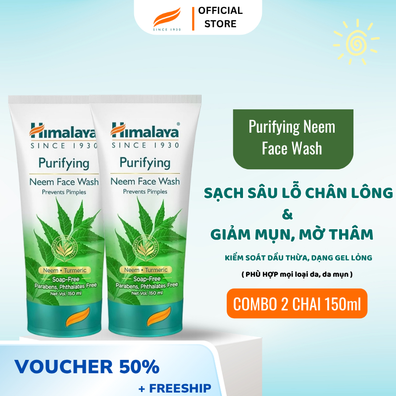 [Himalaya x VHL] COMBO 2 sữa rửa mặt lá neem giảm mụn, dịu nhẹ cho da Himalaya Purifying Neem Face W