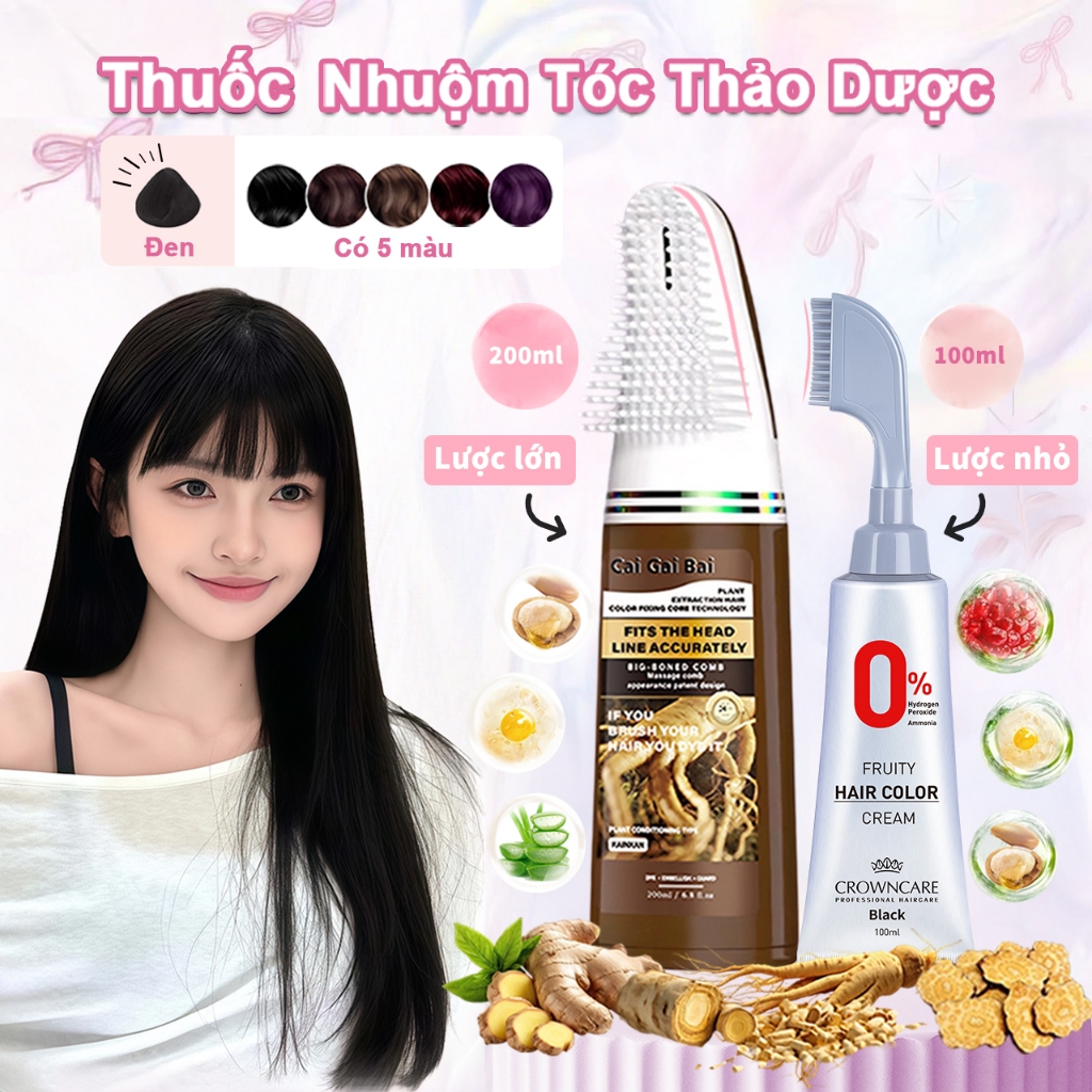  Dầu Gội Phủ Bạc Thuốc Nhuộm Tóc Tại Nhà Lược Lớn Nhỏ Che Phủ Tóc Bạc Nhanh Chóng Tô Màu Đều Thành Phần Tự Nhiên 