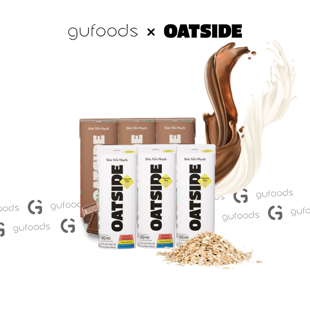 Sữa yến mạch OATSIDE ( lốc 3 hộp x 180ml ) - Không lactose, Thuần chay, Barista & Socola Lúa mạch