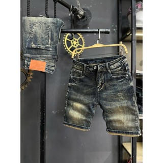 [THREE COLLECTION] Quần Sort Jean Nam Màu Xanh Was Rêu Mạng Chữ T ở Túi  QS1546 -9075