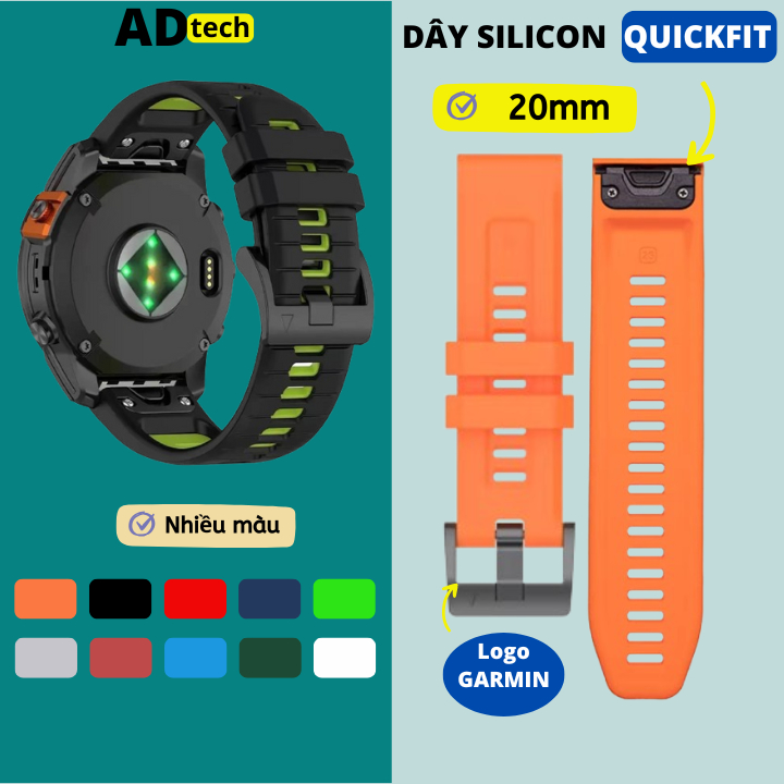 Dây đồng hồ garmin Fenix 8 43mm  Fenix 7s Fenix 6s Fenix 5s epix gen 2 42mm  dây Garmin quick fit 20
