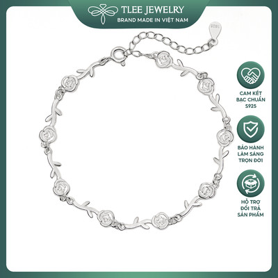 Lắc tay bạc nữ TLEE dây hoa hồng cành lá nối tiếp nữ tính TLEEJEWELRY LT0503