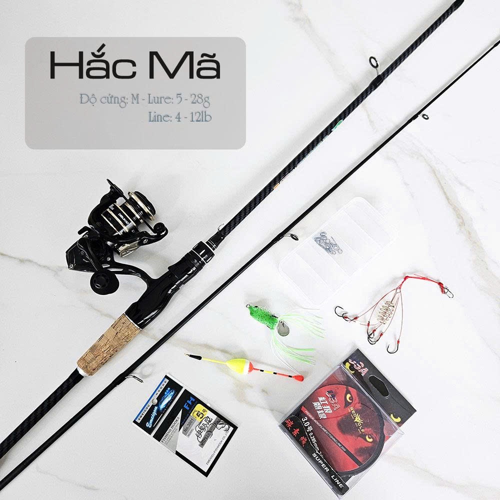 Combo Cần Câu Lure Hắc Mã + Máy Deukio AC3000 – Đồ Câu Lure | Bộ Cần Máy Đứng Kèm Full Phụ Kiện