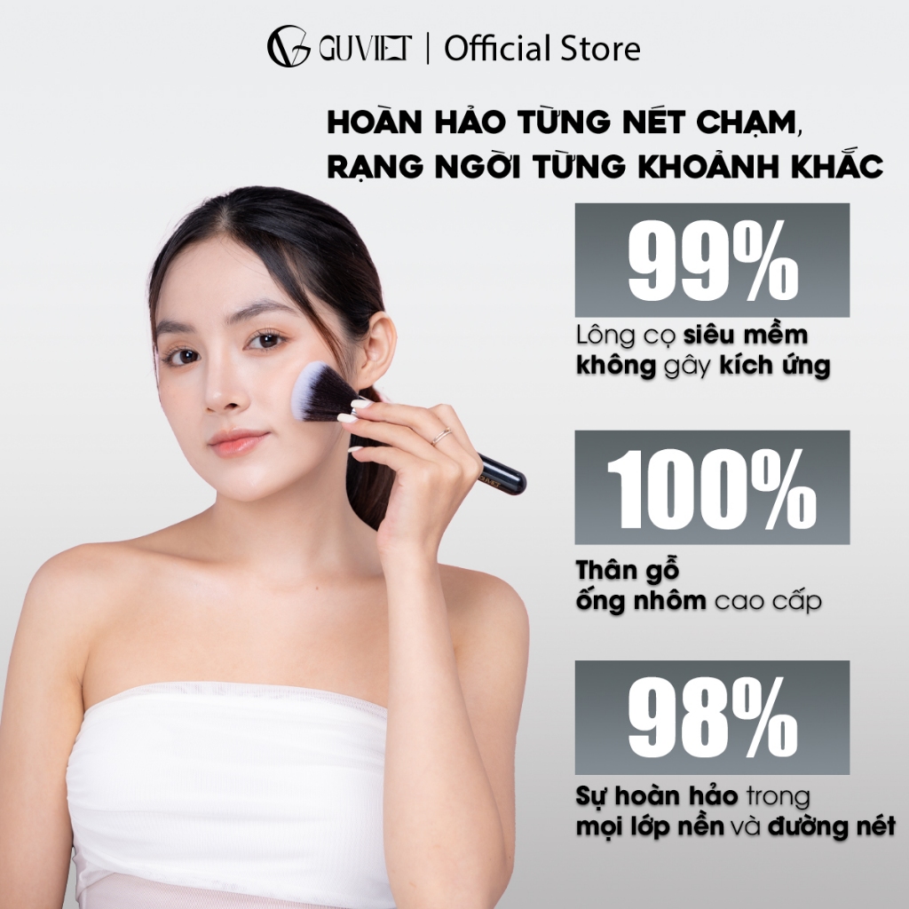 Bộ cọ trang điểm cá nhân GUVIET màu đen gồm 15 cọ kèm theo ống cắm tiện lợi | BigBuy360 - bigbuy360.vn