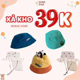  Mũ bucket cho bé nón tai bèo thêu sticker Kuma Kids mũ chống nắng mùa hè rộng vành cho bé 3-5 tuổi HaBu 