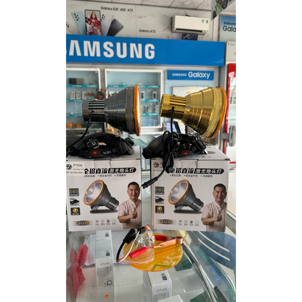 Đèn đội đầu kẹp bình P6000 và P7000 xé tan màn đêm chuyên dụng soi nấm mối, đi biển, đi rừng ,mò cua