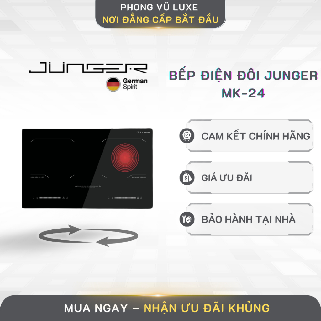 Bếp điện đôi Junger MK-24 cao cấp tặng Bộ nồi inox Junger JC_100 (13 món)