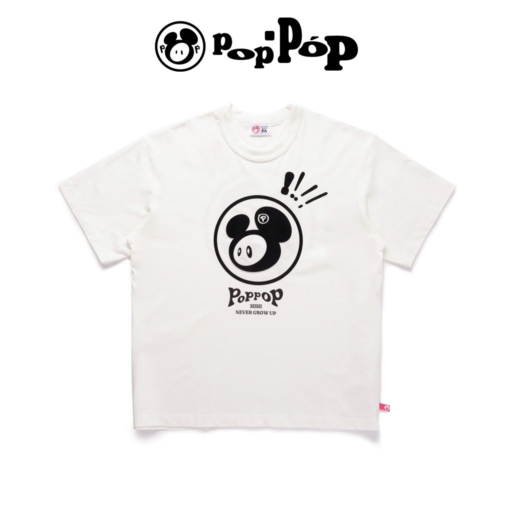 POPPOP Áo Thun Poppop hihi Mascot PP Tee 100% Cotton Form Boxy Unisex - White