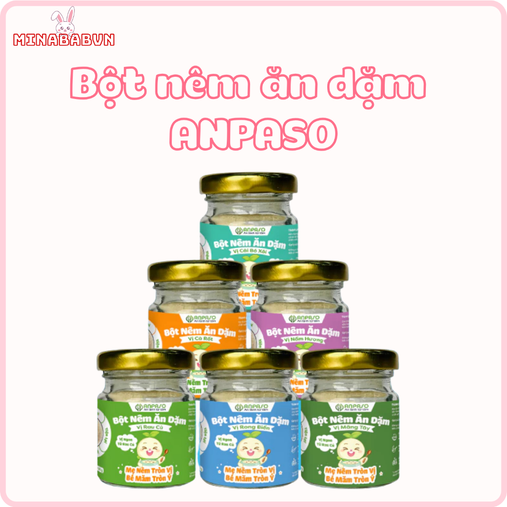 Hạt Nêm Ăn Dặm Hữu Cơ Anpaso Cho Bé Từ 6 Tháng Tuổi, Bột Nêm Ăn Dặm Từ Rau Củ Cho Bé