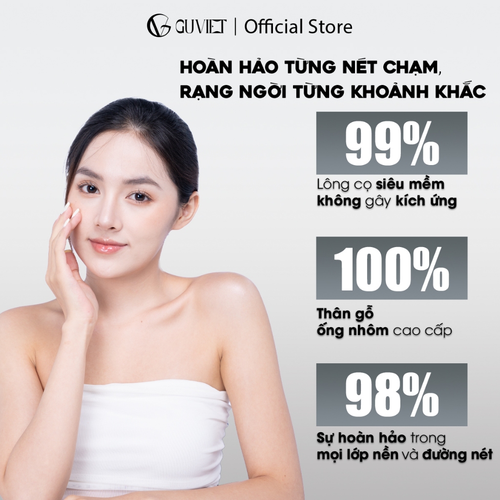 Bộ cọ trang điểm mắt GUVIET màu vàng nâu gồm 8 cọ kèm theo túi da đựng | BigBuy360 - bigbuy360.vn