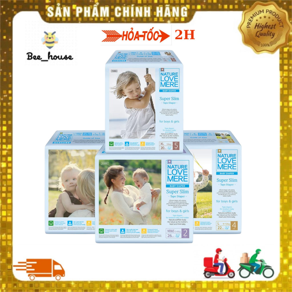 Bỉm/tã QUẦN Nature love mere mẫu mới S20/M20/L18/XL18/XXL18 hàng Hàn Quốc dành cho bé - beehouse
