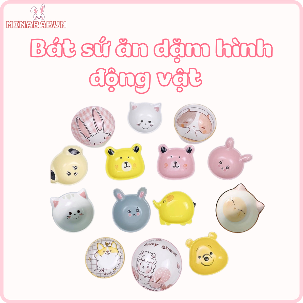 Bát Ăn Dặm Sứ, Bát Ăn Dặm Hình Động Vật Hoạt Hình Đáng Yêu Cho Bé