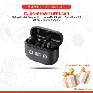 [Tặng quà Phurba] Tai Nghe TWS HAVIT LIFE NC01T, BT 5.4, 4 Mic ENC + ANC, Độ Trễ 55ms, Có App Kết Nối - Hàng Chính Hãng