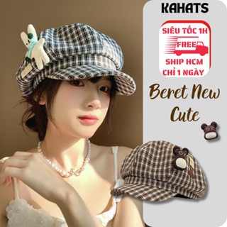  Mũ Nồi Nữ Phong Cách Hàn Quốc KAHATS Nón Beret Kiểu Dáng Lưỡi Trai Phối Họa Tiết Thời Trang MN10 