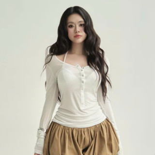 Áo Thun Kiểu Nữ Tay Dài Dáng Ôm Body Chi Tiết Dây Cột Mùa Thu Đông Noiree - NA567